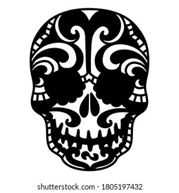 Skull tribal halloween drawing or dia de los muertos scary decoration