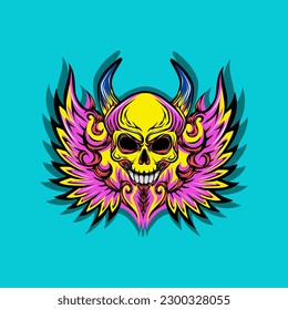 skull tribal tattoo with floral ornament