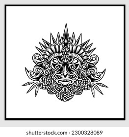 skull tribal tattoo with floral ornament