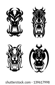 Skull tribal tattoo set