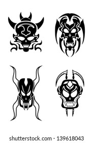 Skull tribal tattoo set