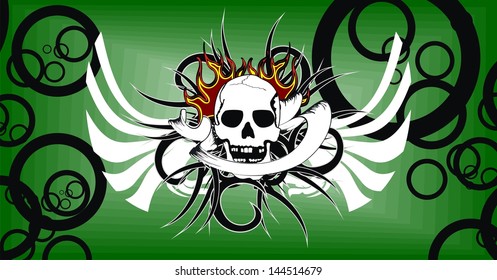 skull tribal tattoo vector background in vector format very easy to edit