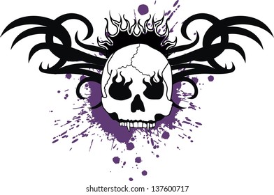 skull tribal tattoo in vector format very easy to edit