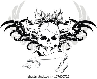 skull tribal tattoo in vector format very easy to edit