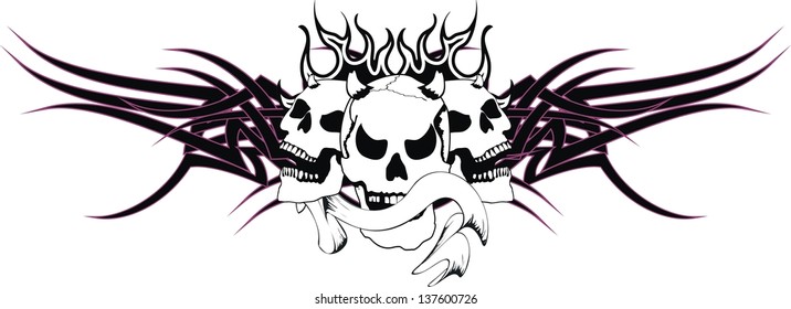 skull tribal tattoo in vector format very easy to edit