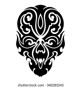 Skull tribal tattoo. Vector illustration