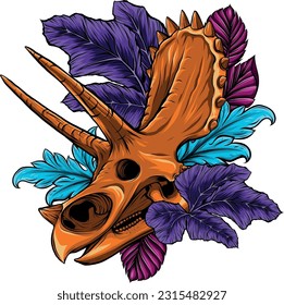 skull of triceratops dinosaur. vector illustration design