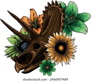 skull of triceratops dinosaur. vector illustration design