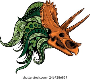 cráneo de dinosaurio triceratops. diseño de Ilustración vectorial