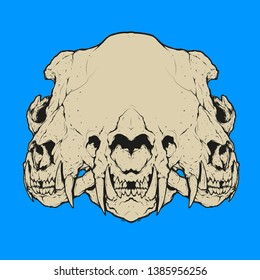 Skull triplle bare agressive blue vector 