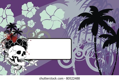skull tropical hawaii background in vector format