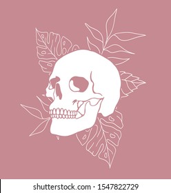 Skull tropical leaf vector graphic