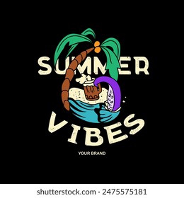 skull t-shirt design with beach vibes