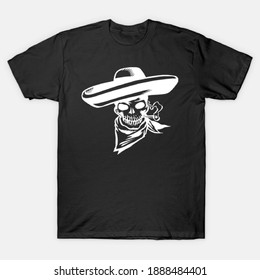 skull t-shirt design with hat
