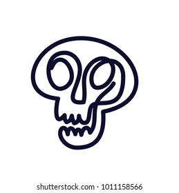 Skull t-shirt design illustration. Continuous drawing of a skull.