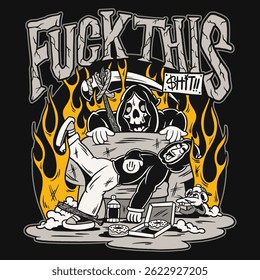 Skull T-shirt Design Ilustração Vetor Skull T-shirt Design Urbano T-shirt Gráfico Skull Illustration