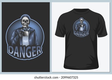 Skull t-shirt design. Print for clothes, posters or souvenirs. Vector illustration
