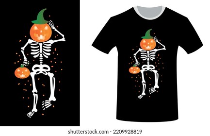 Skull t-shirt design, pumpkin t-shirt design.