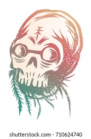 skull tshirt design. vector art. print. 