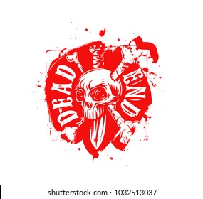 Skull T-shirt Graphic Design with text of dead end, vector illustration.