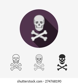 Skull with two bones