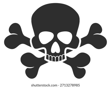 A skull with two crossed bones on either side of it