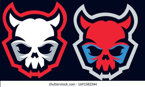 a skull in two different colors vector arts 