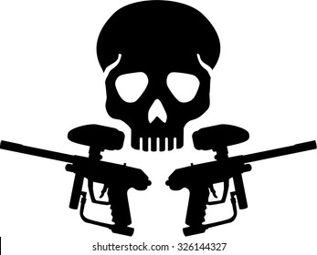 Skull with two Paintball marker