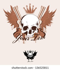Skull and two revolvers
