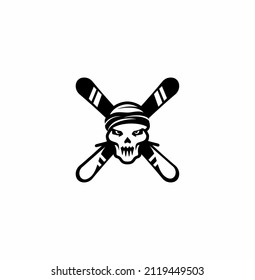 skull and then two skis as the crossbones.