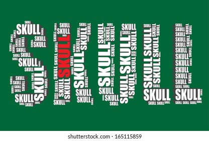 skull typography 3d text word art vector illustration skull word cloud