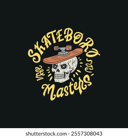 Skull  typography t shirt design with black background 