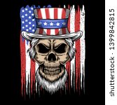 skull uncle sam usa flag vector illustration
