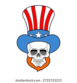 Skull with Uncle Sam's hat. A mix of patriotism and death imagery. Perfect for political art, rebellion, protest, or Halloween-themed designs.