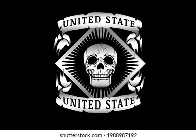 skull united state color silver