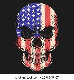 Skull Usa flag Vector illustration
