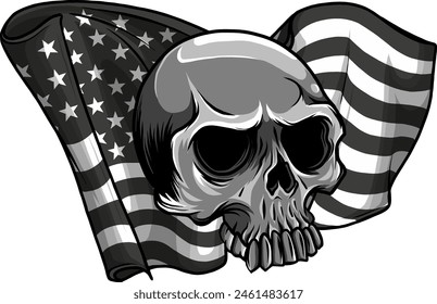 skull usa flag vector illustration on white background