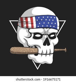 Skull USA gangster ilustración para su empresa o marca