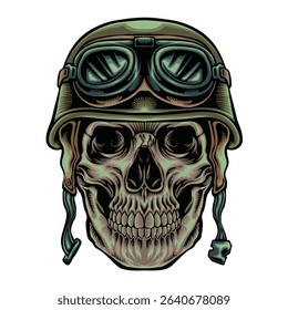 skull uses tactical military helmet with glasses. Premium quality vector illustration
