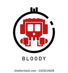 Skull using Headphone and Gasmask with Bloody Tagline for Apparel Design especially for T shirt, jacket, hoodie, sweater or anything 
