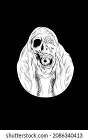 cráneo con vector de dibujo manual valak