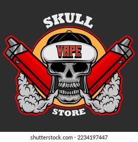 skull vape store logo illustration