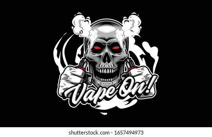 Skull vapor mascot logo illustration isolated on black background