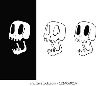 Skull vector art (black and white, outline, shade and shadow vector art)