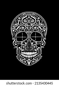 Skull vector background for fashion design, patterns, tattoos, black and white