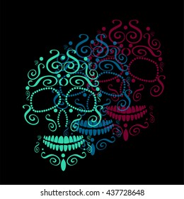 Skull vector background for fashion design, patterns, tattoos