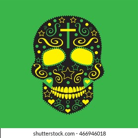 Skull vector background for fashion design, patterns, tattoos or Day of the dead