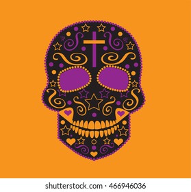Skull vector background for fashion design, patterns, tattoos or Day of the dead