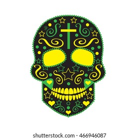 Skull vector background for fashion design, patterns, tattoos or Day of the dead