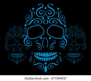 Skull vector background for fashion design, patterns, tattoos